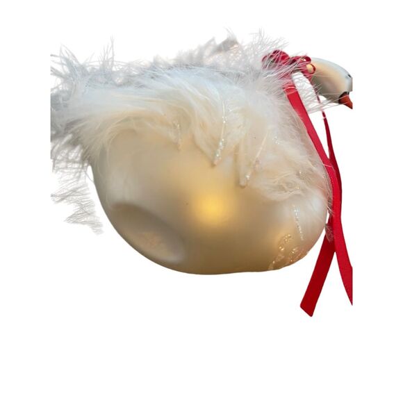 European Style Blown Glass Feathered Swan Hanging Christmas Tree Ornament White - Picture 6 of 6